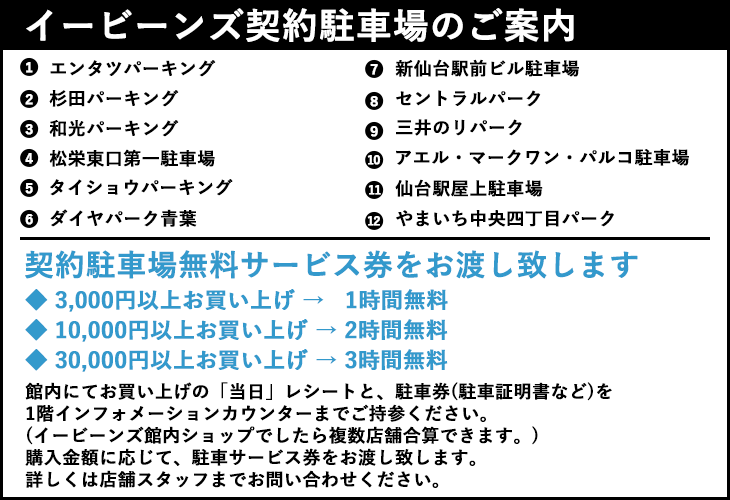 仙台駅前イービーンズ店の駐車場